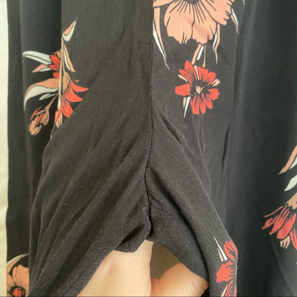 Eva Longoria Floral Ribbon Stripe Wide Leg Crepe Trouser Pant Black Pink 6 - Picture 7 of 12